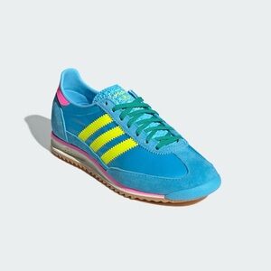 adidas Originals Aqua Blue Sneakers with Neon Yellow Stripes
